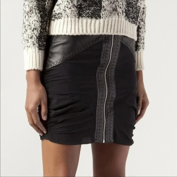 IRO Filera braided leather silk mini skirt - Picture 1 of 11